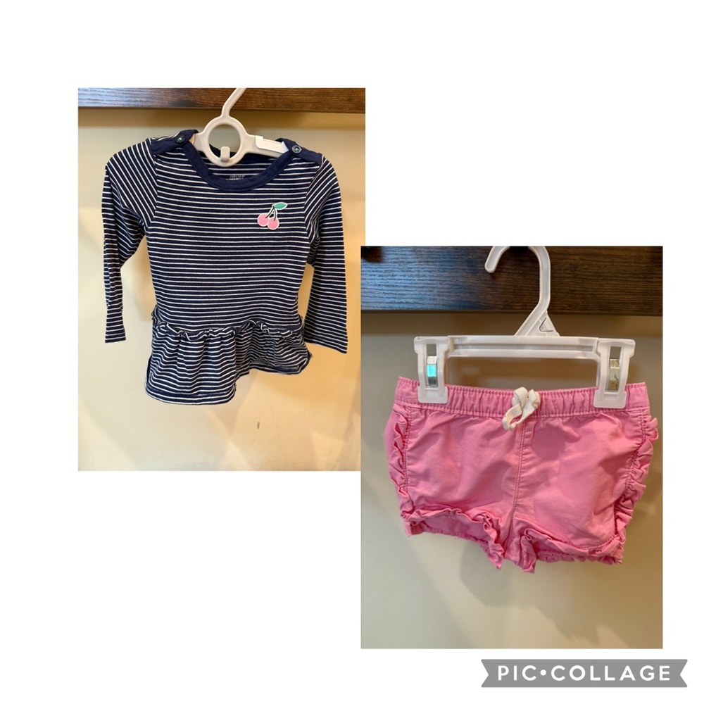 Carter's Jumping Beans Toddler Girl Ruffle Shirt and Shorts Outfit Size 18M